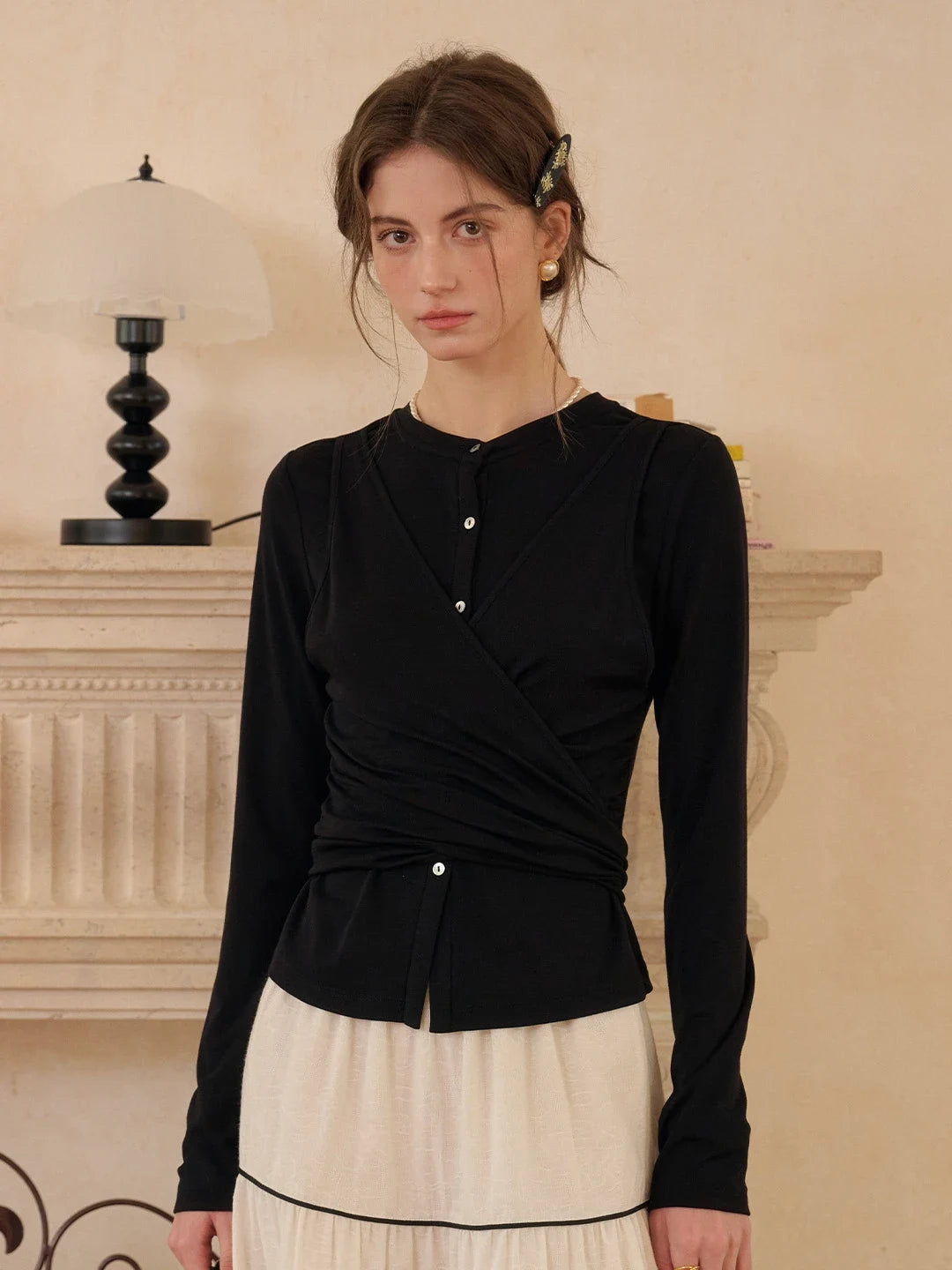 Zhuri Round Neck Wool Cardigan