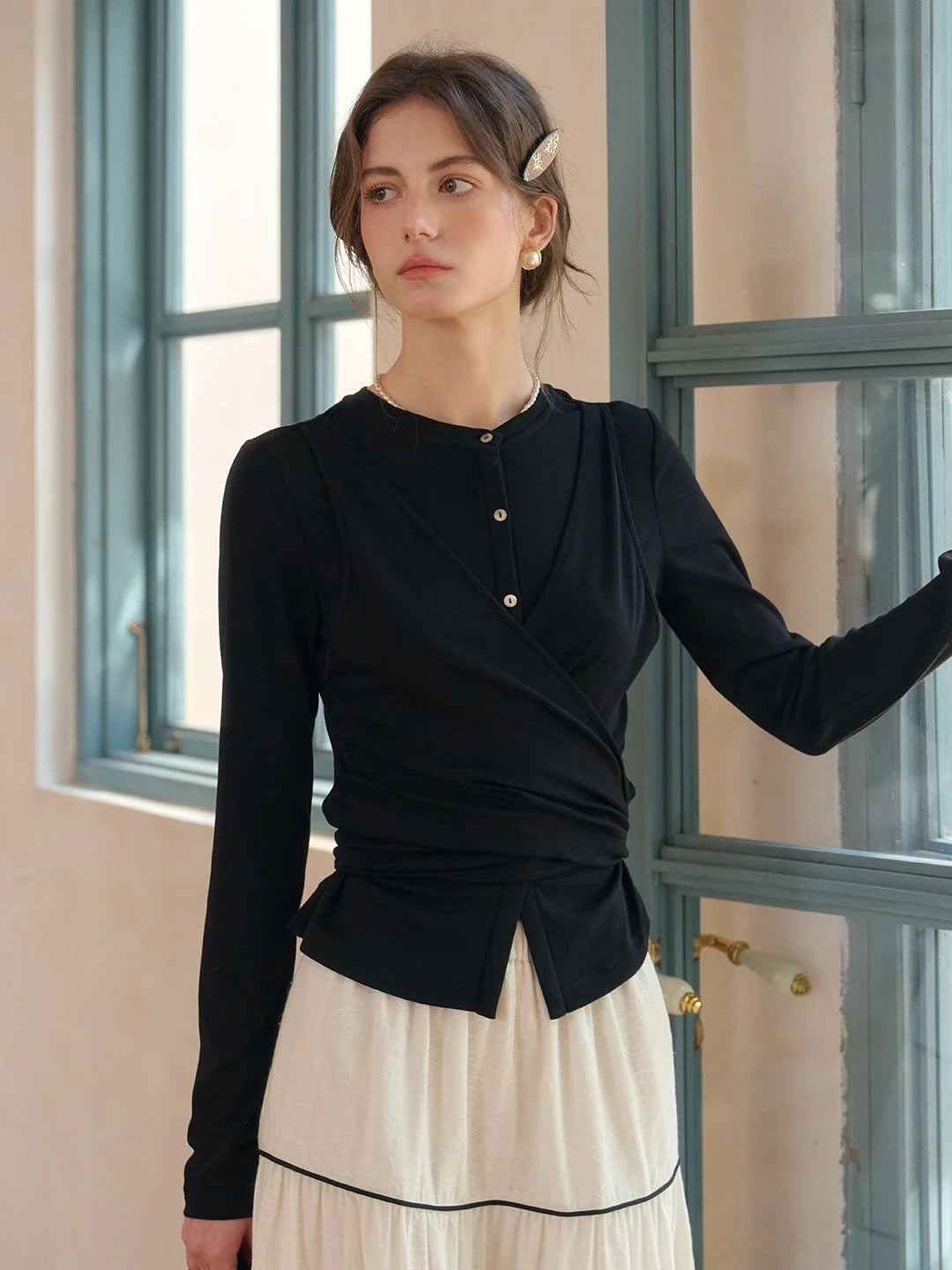 Zhuri Round Neck Wool Cardigan