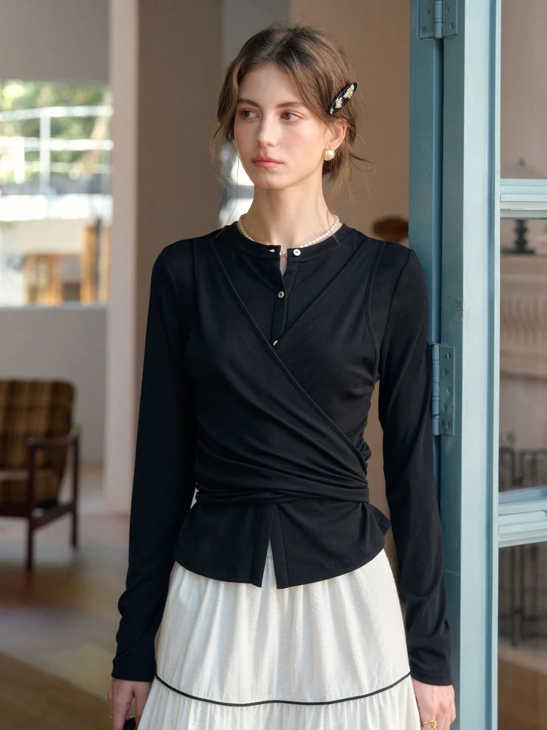 Zhuri Round Neck Wool Cardigan