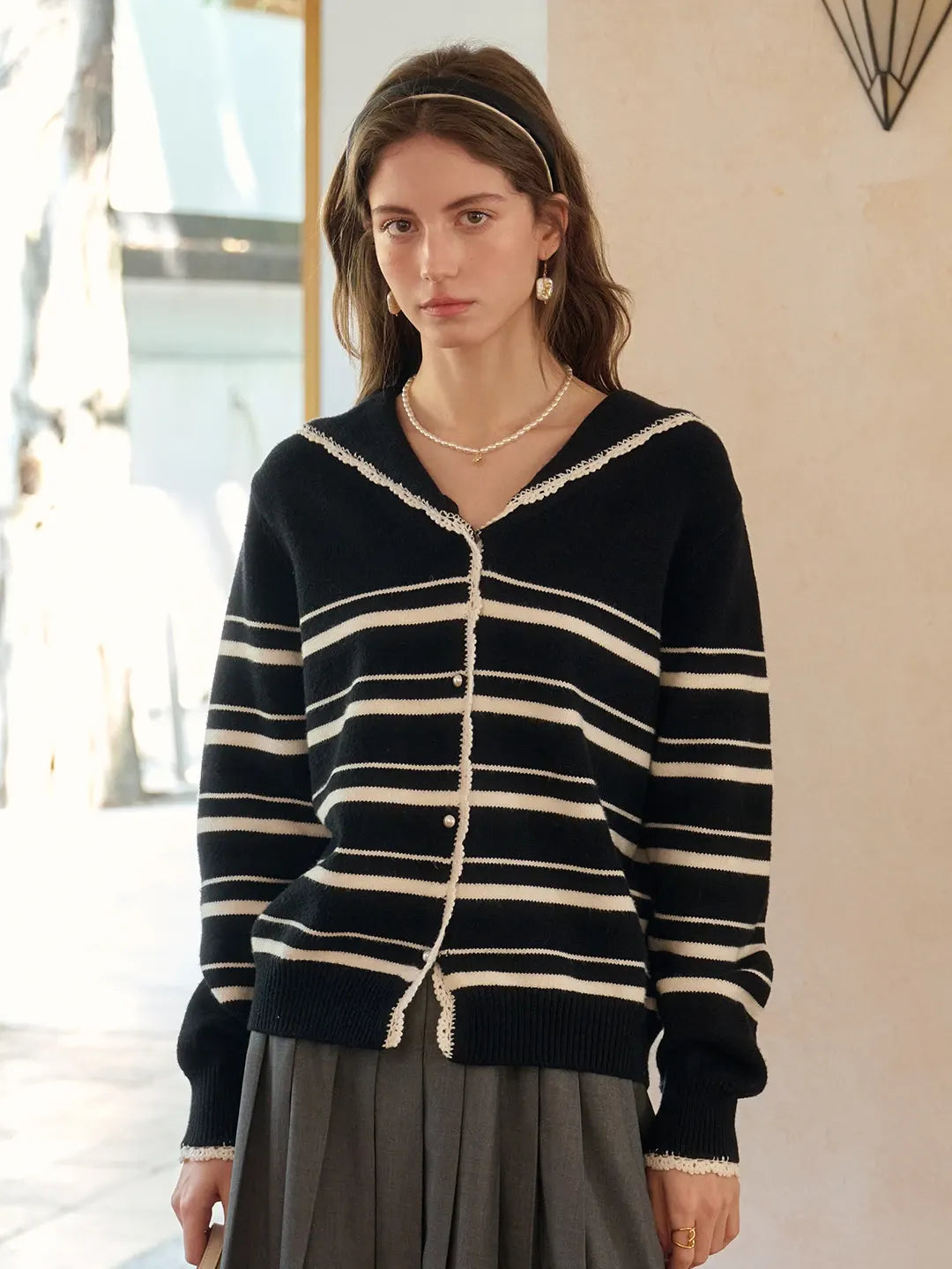 Stormi V-Neck Stripe Cardigan