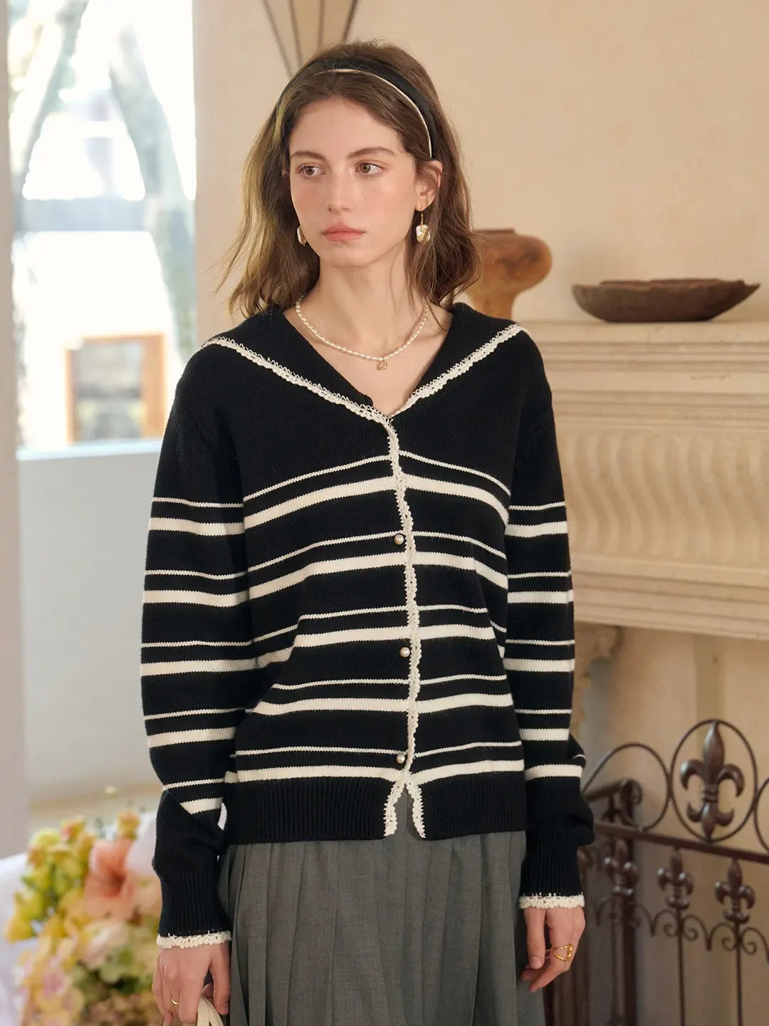 Stormi V-Neck Stripe Cardigan