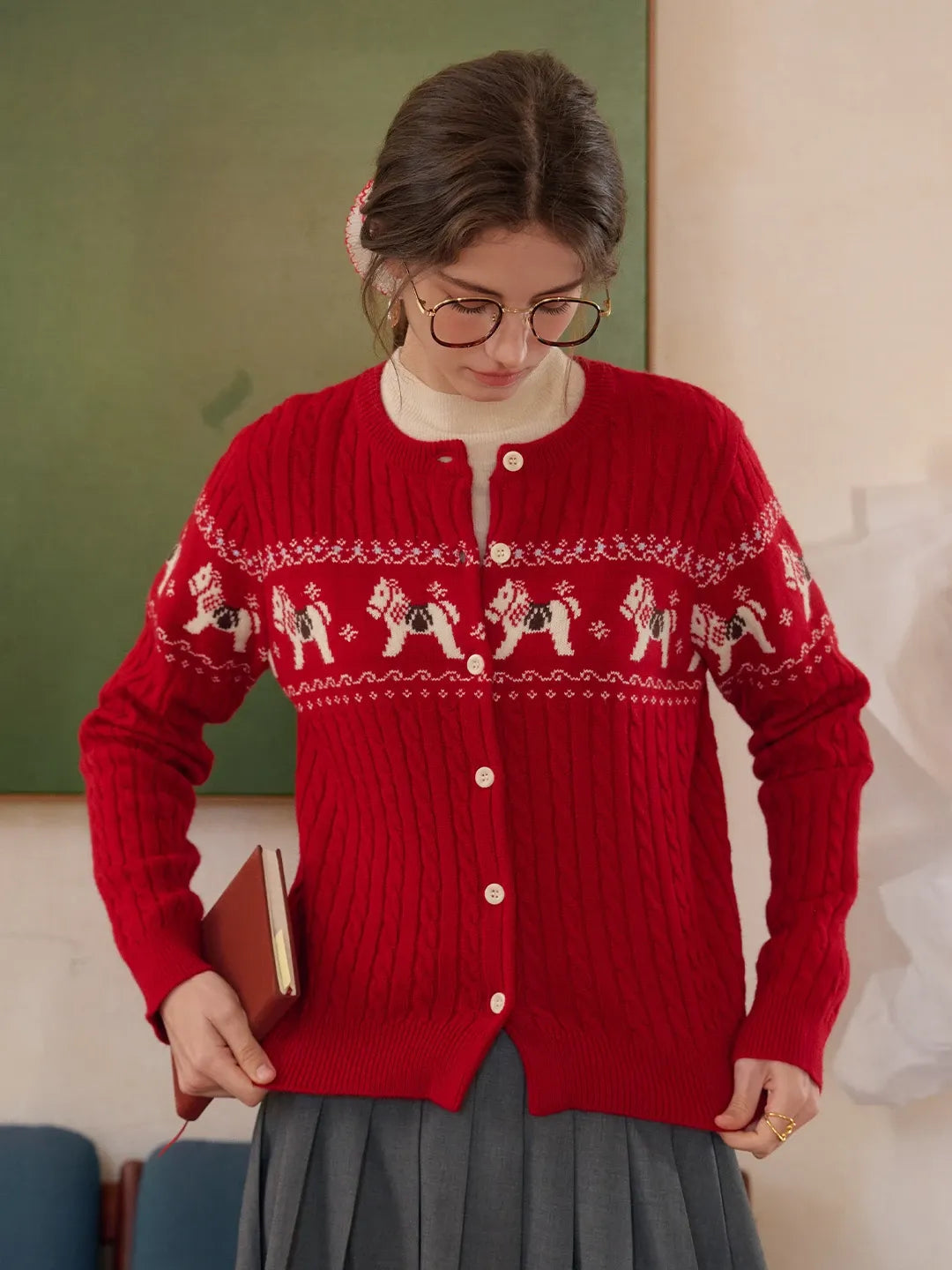 Zora Round Neck Wool Cardigan