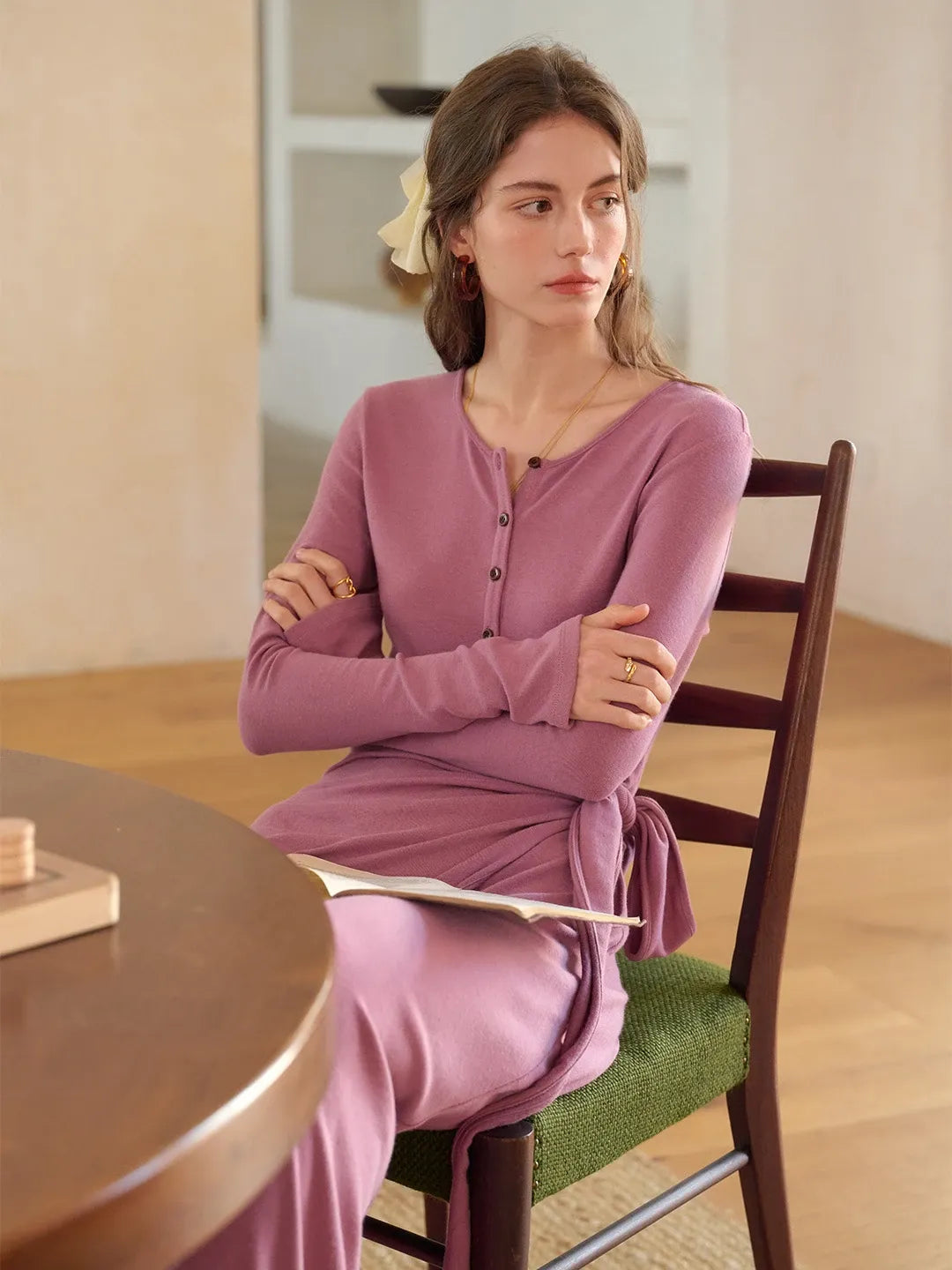 Cielo Rounc Neck Knot Dress