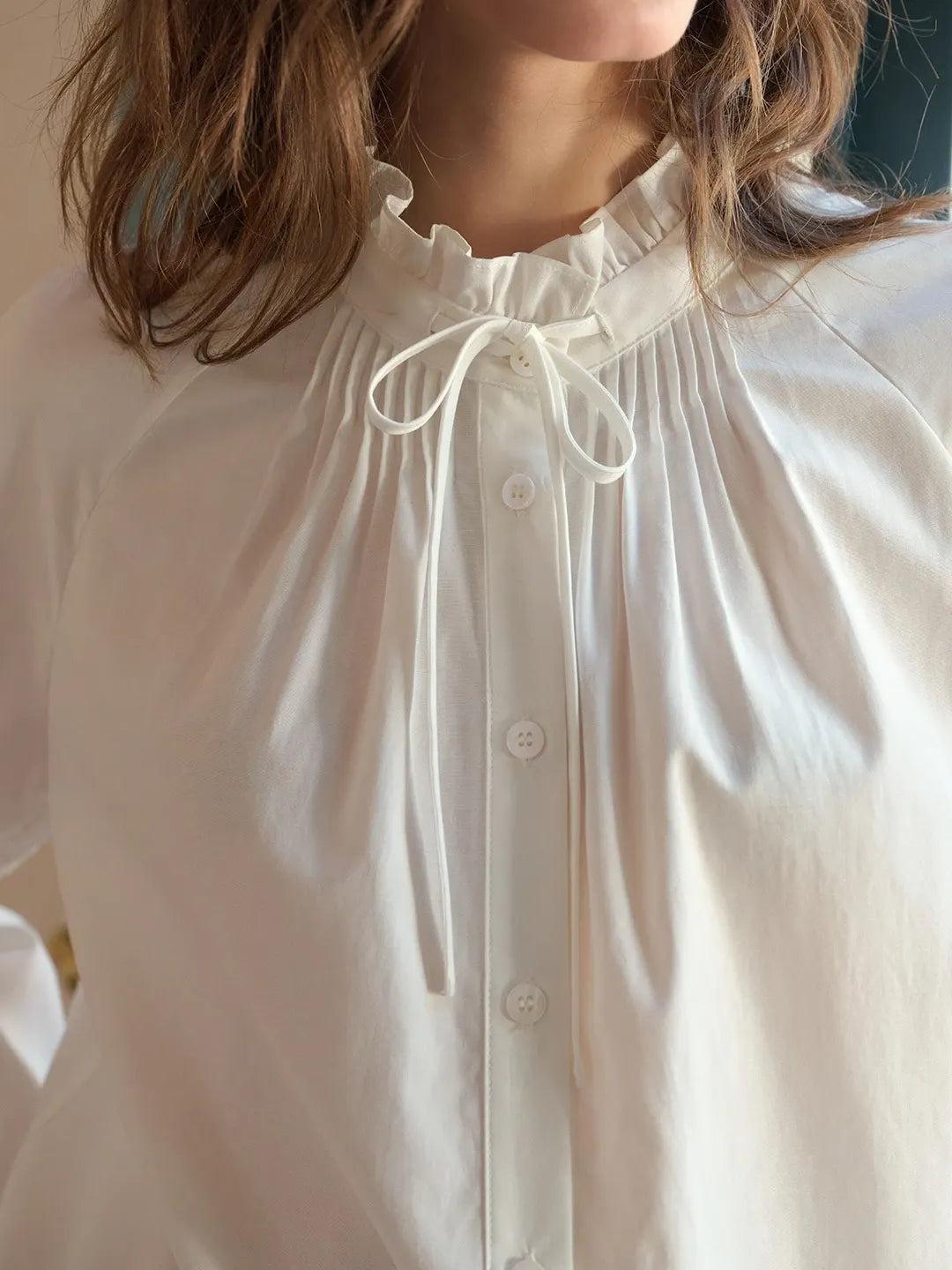 Kallie Ruffle Collar Hollow Blouse