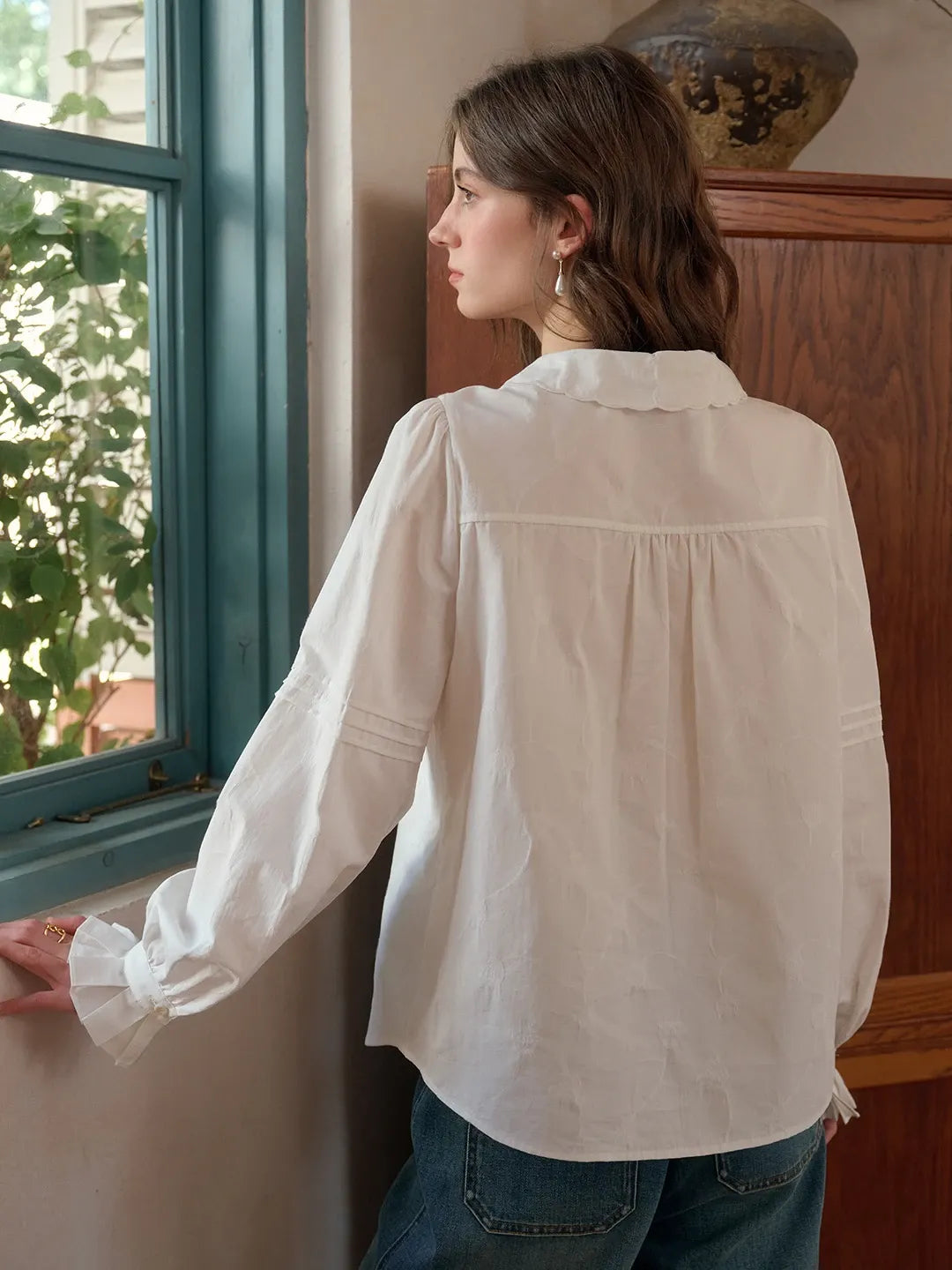 Adele Tie Collar Cotton Blouse