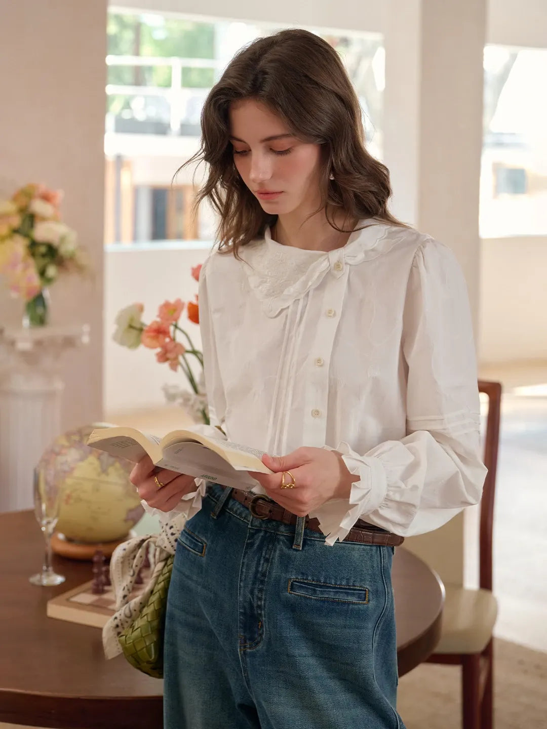 Adele Tie Collar Cotton Blouse