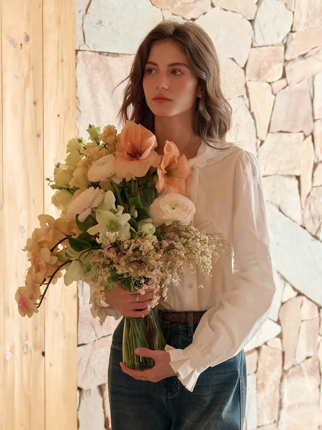 Adele Tie Collar Cotton Blouse