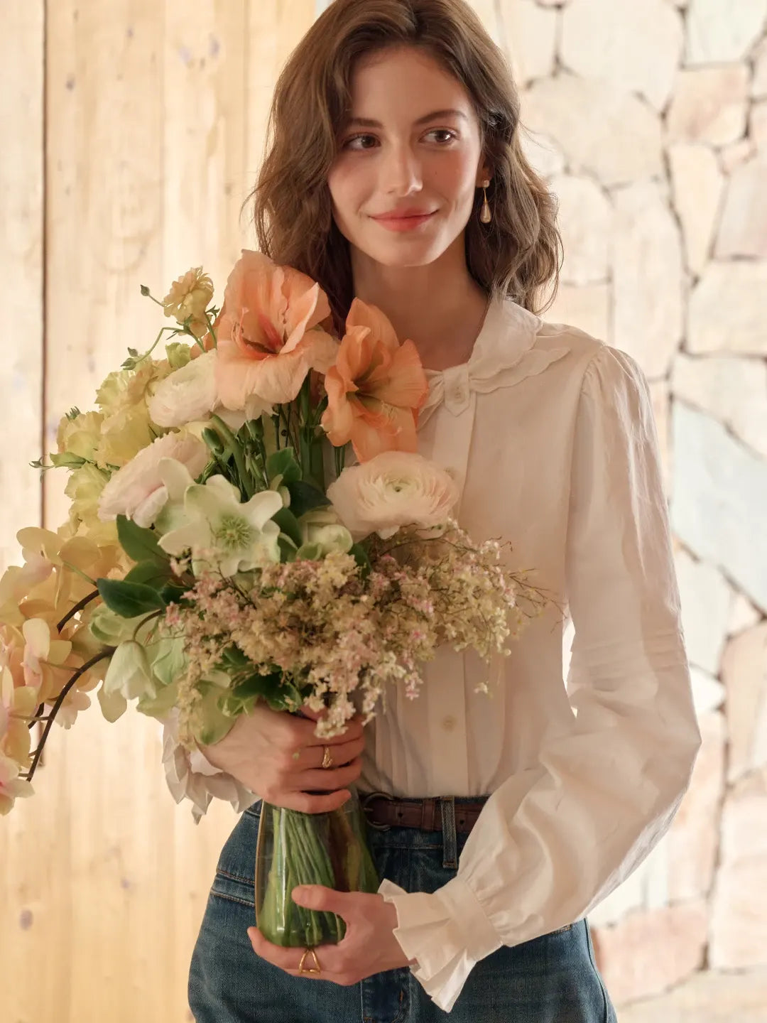 Adele Tie Collar Cotton Blouse