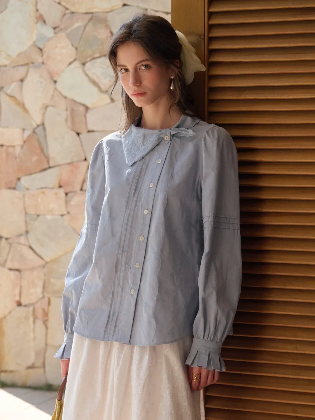 Adele Tie Collar Cotton Blouse