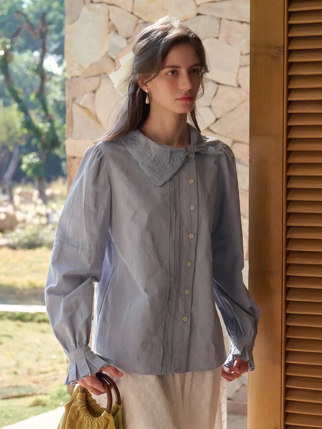 Adele Tie Collar Cotton Blouse