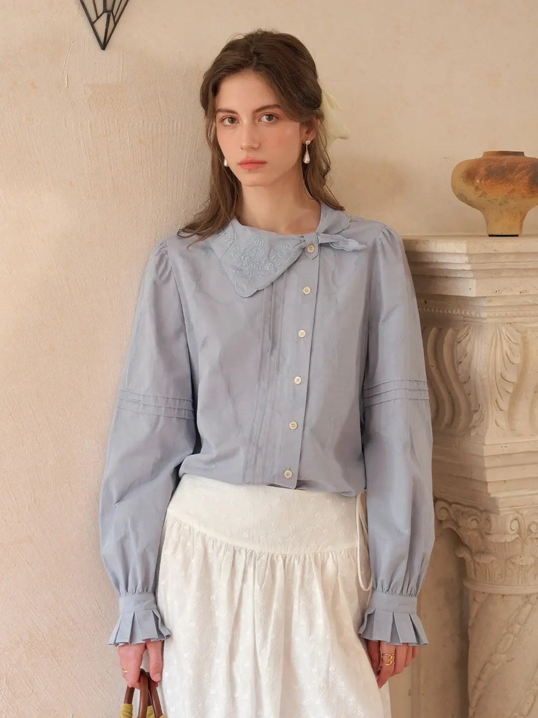 Adele Tie Collar Cotton Blouse