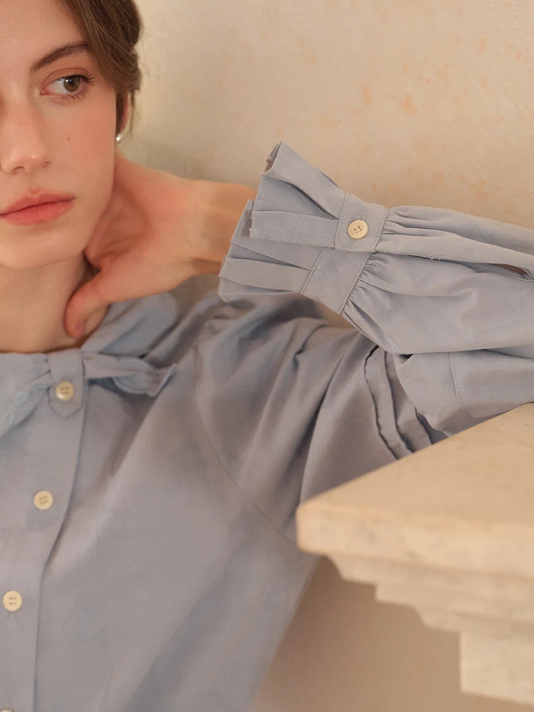 Adele Tie Collar Cotton Blouse