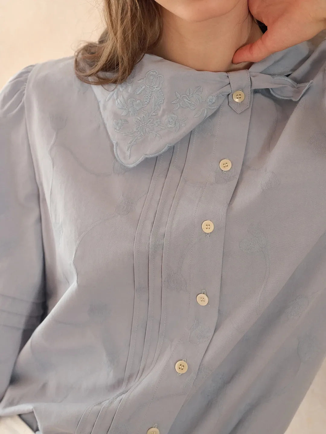 Adele Tie Collar Cotton Blouse