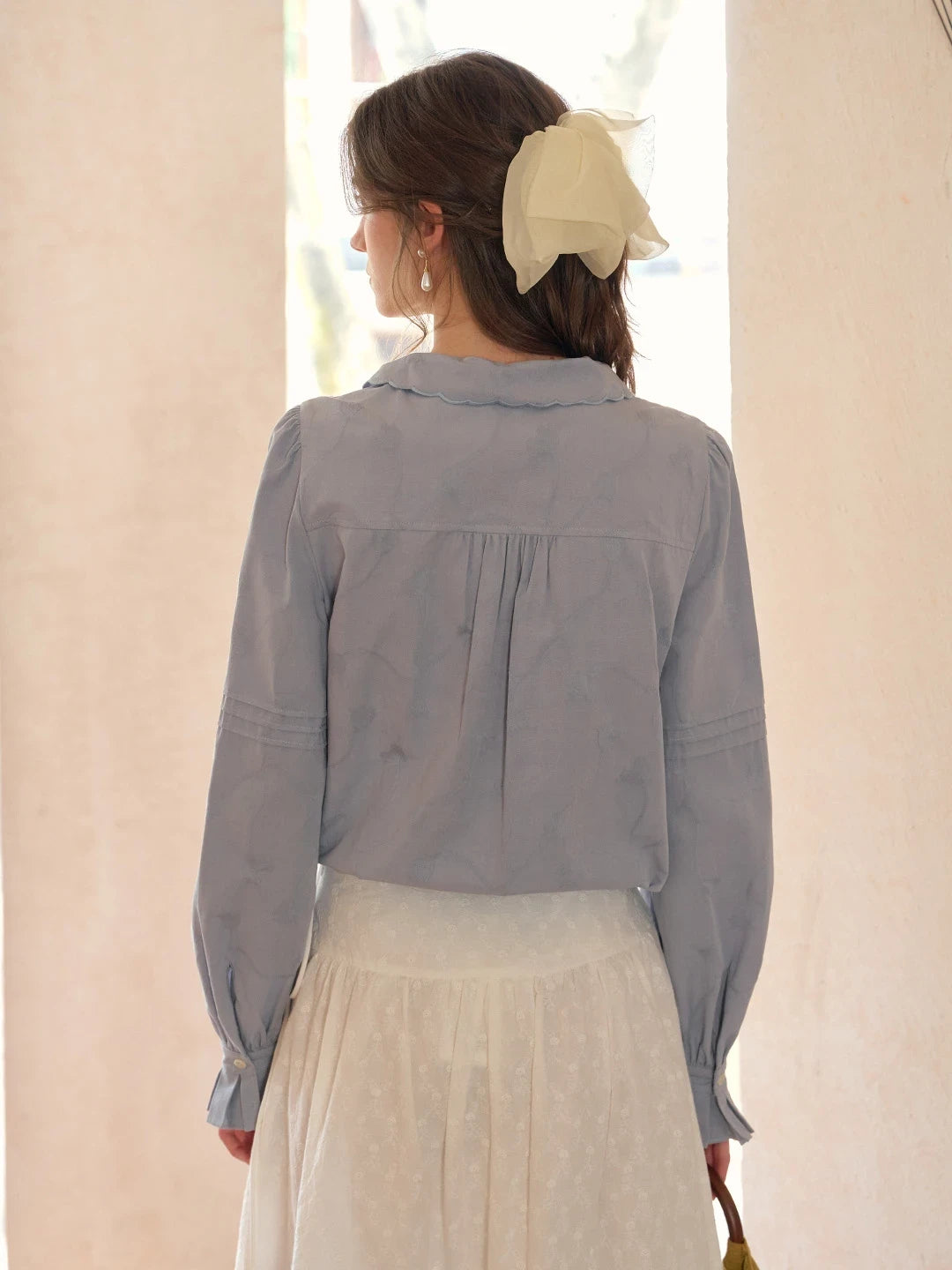 Adele Tie Collar Cotton Blouse