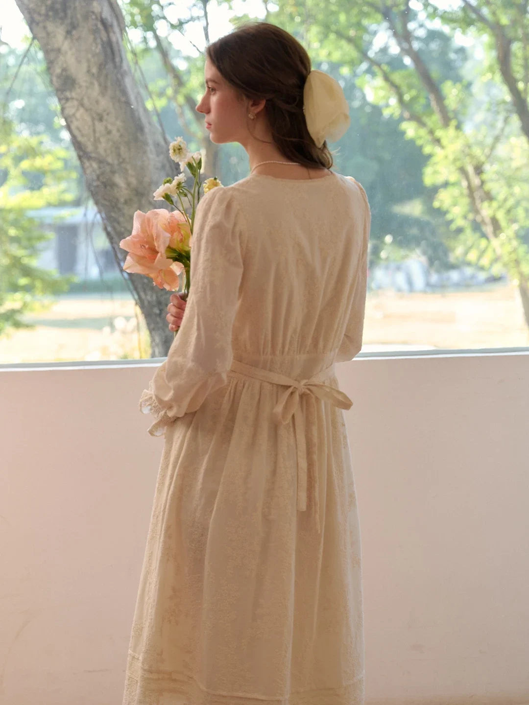 Rosalina V-Neck Embroidery Cotton Dress