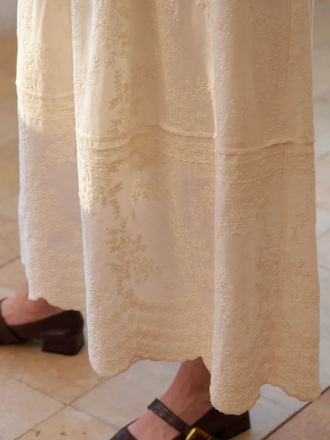 Rosalina V-Neck Embroidery Cotton Dress