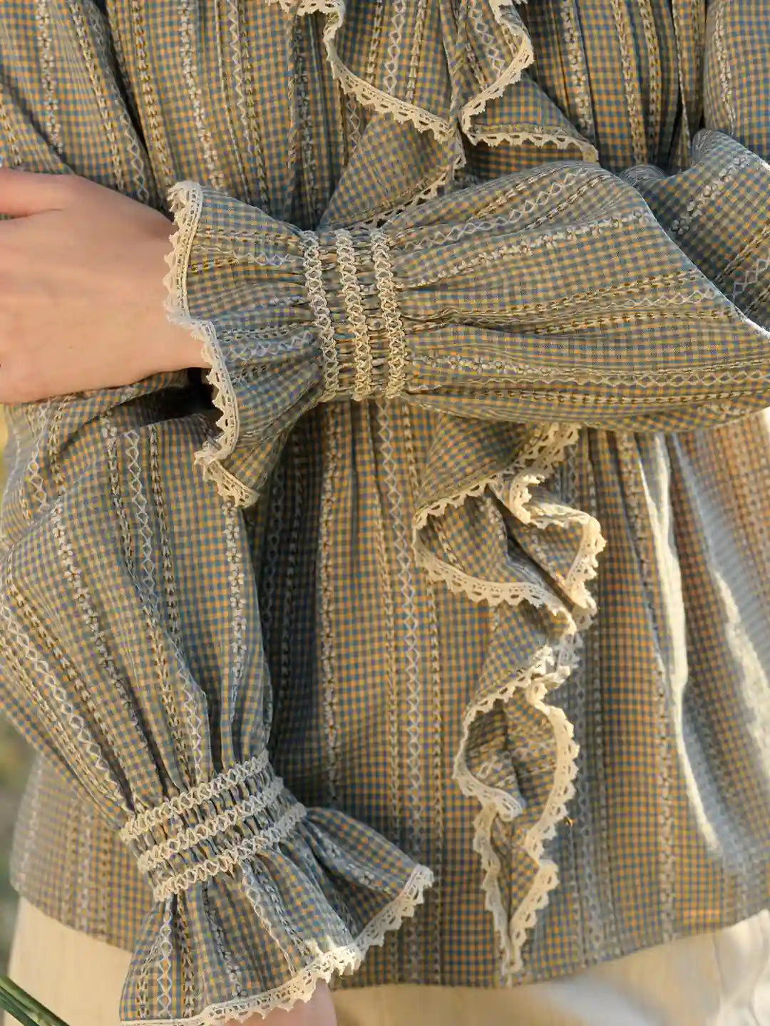 Celia V-Neck Ruffle Lace Blouse