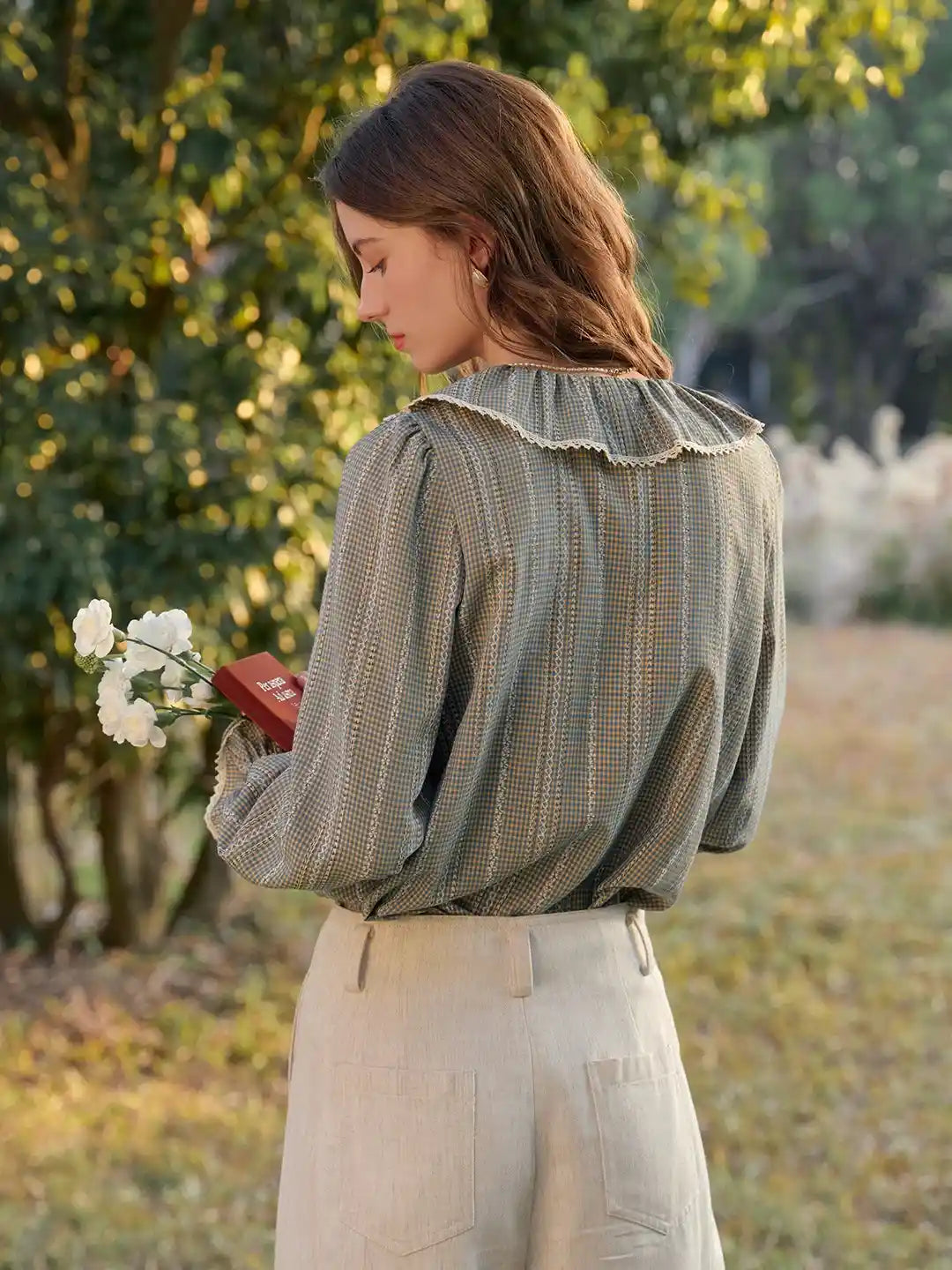 Celia V-Neck Ruffle Lace Blouse