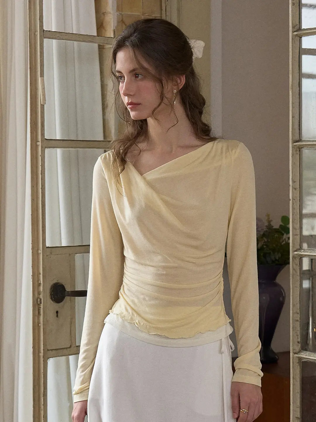 Carla Cowl Neck Wool Blouse