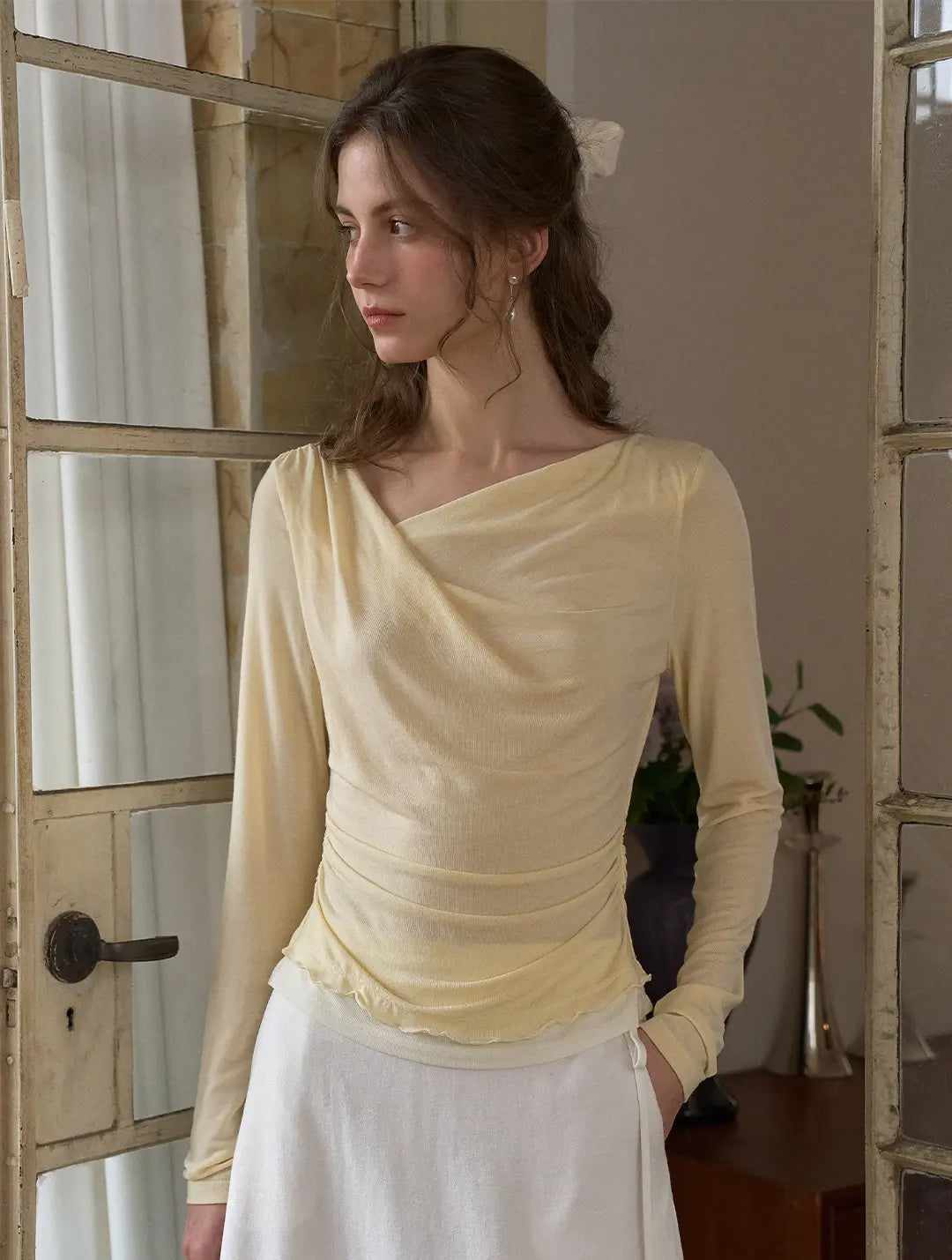 Carla Cowl Neck Wool Blouse