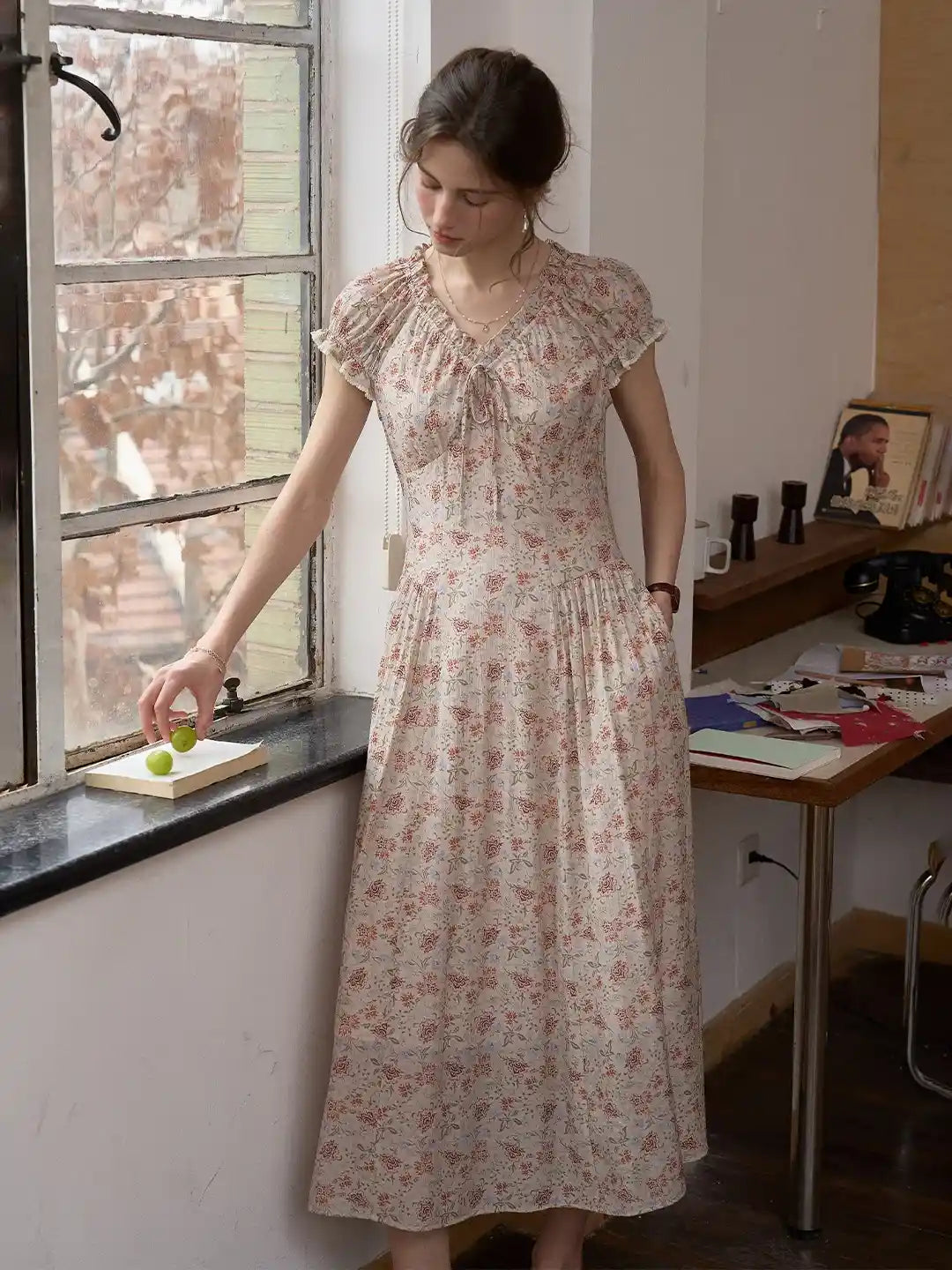 Ayra V-Neck Floral Dress