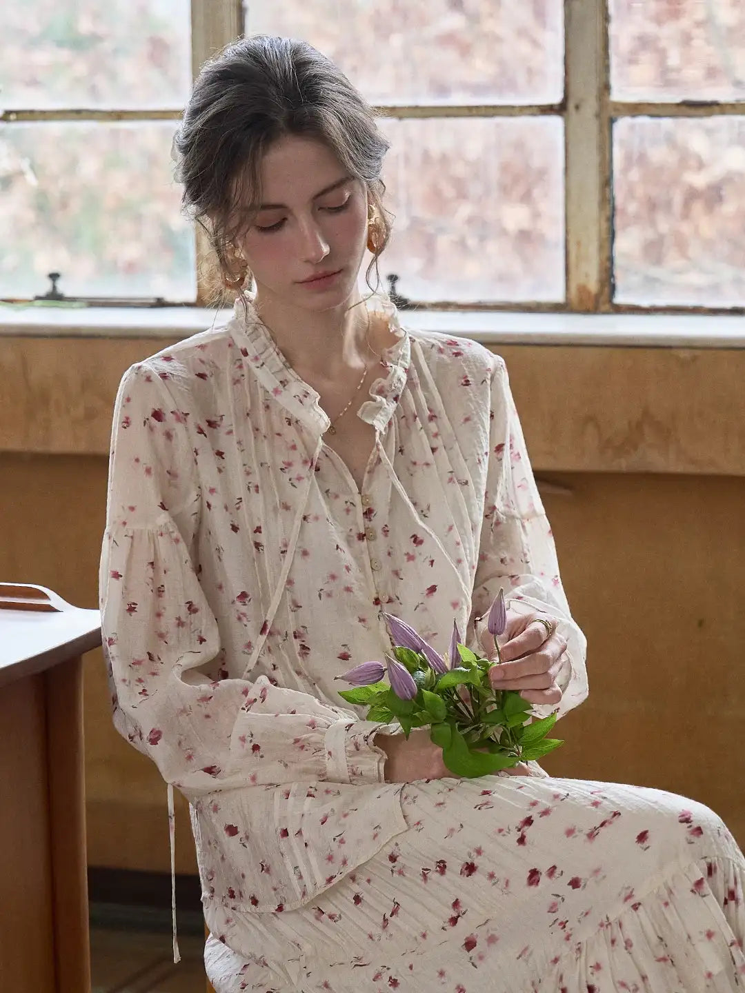 Layne Lace Collar Floral Blouse