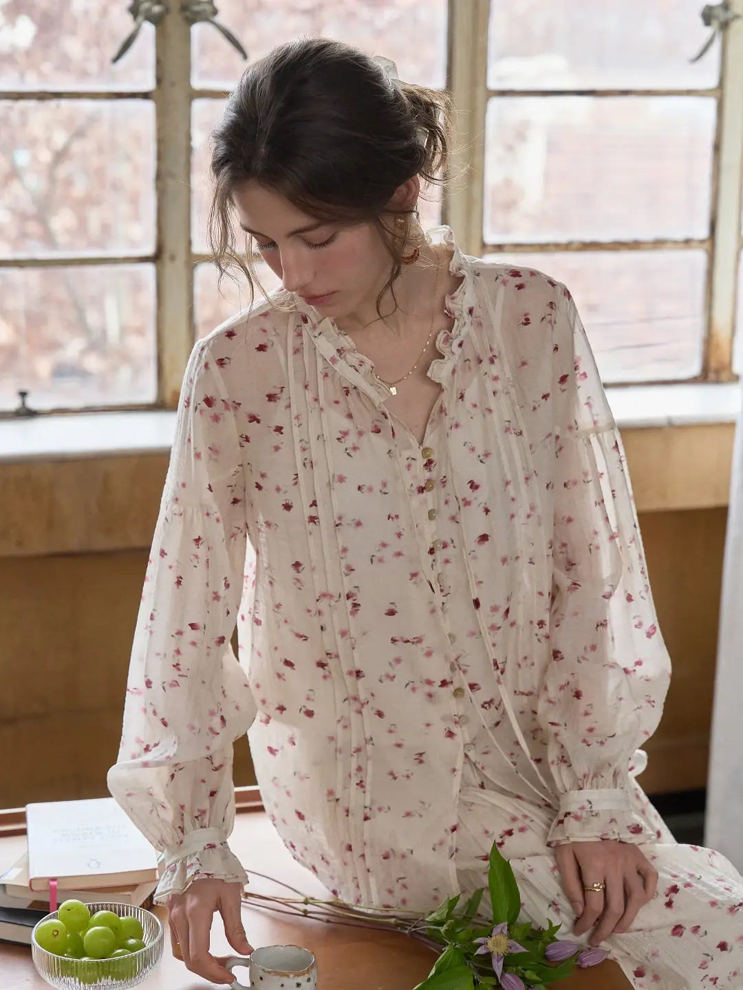 Layne Lace Collar Floral Blouse