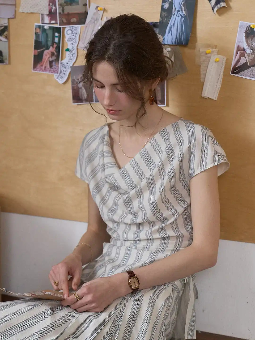 Saoirse Cowl Neck Stripes Blouse