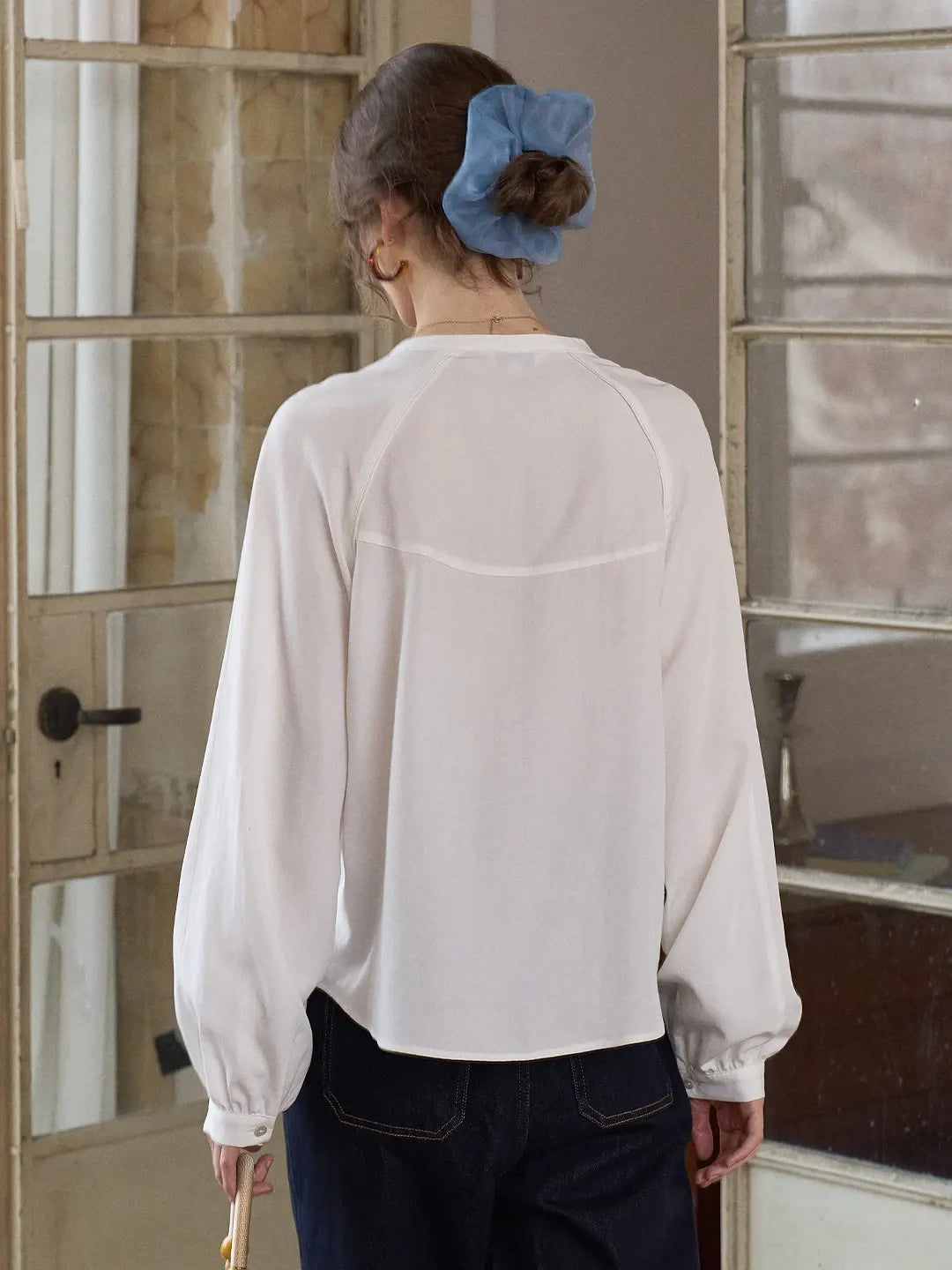 Saoirse Tie Collar Linen Blouse