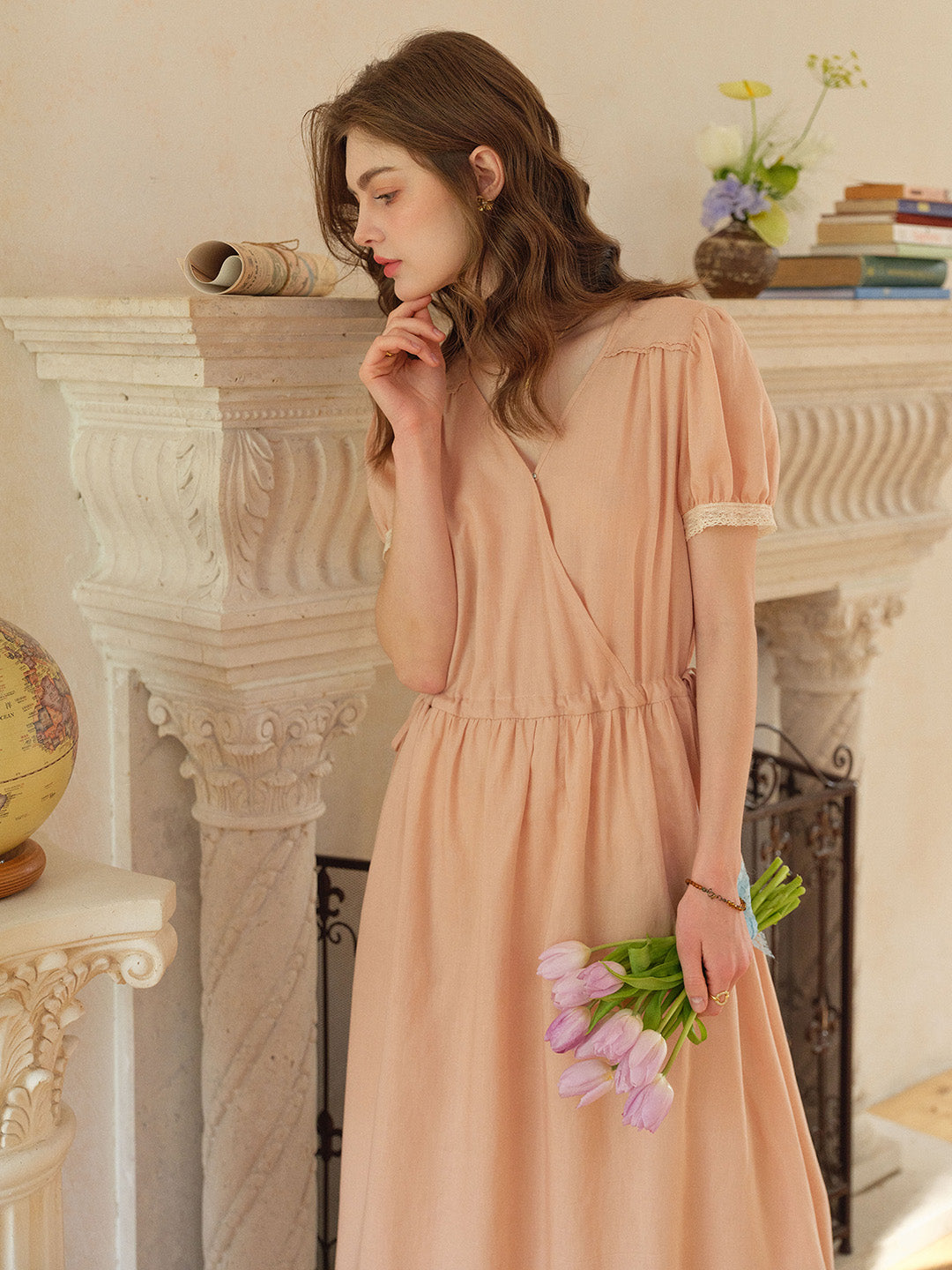 Serena V-Neck Linen Dress