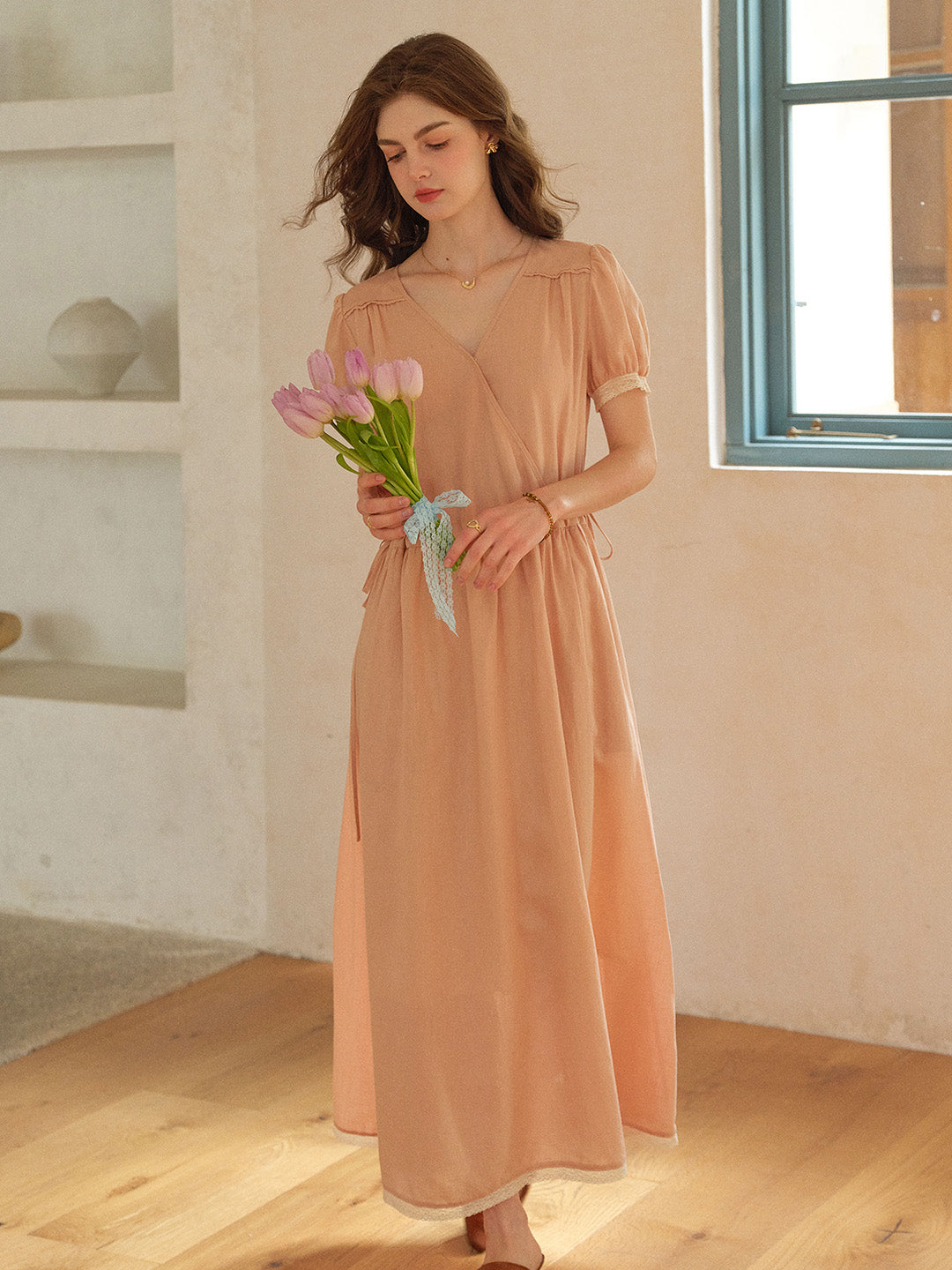 Serena V-Neck Linen Dress