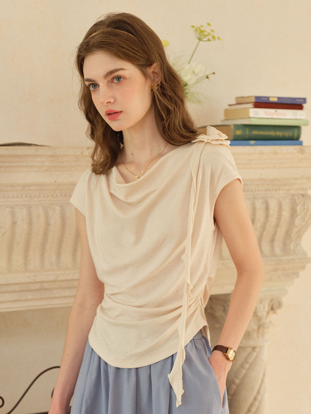 Ellianna Cowl Neck Cotton Top