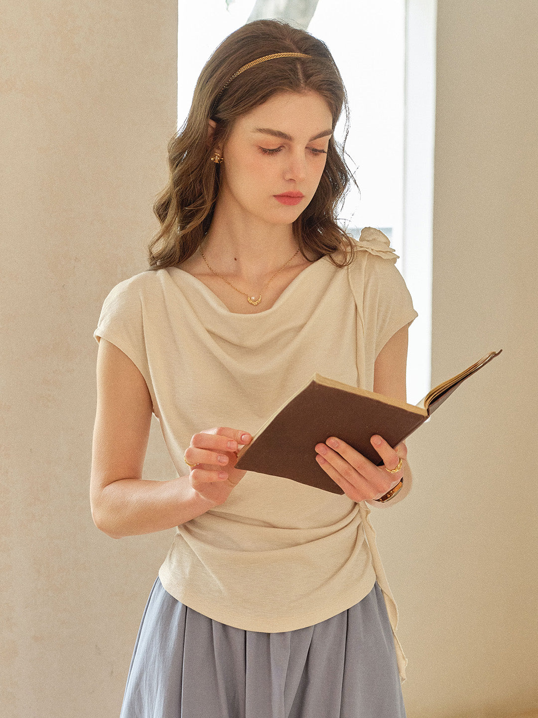 Ellianna Cowl Neck Cotton Top