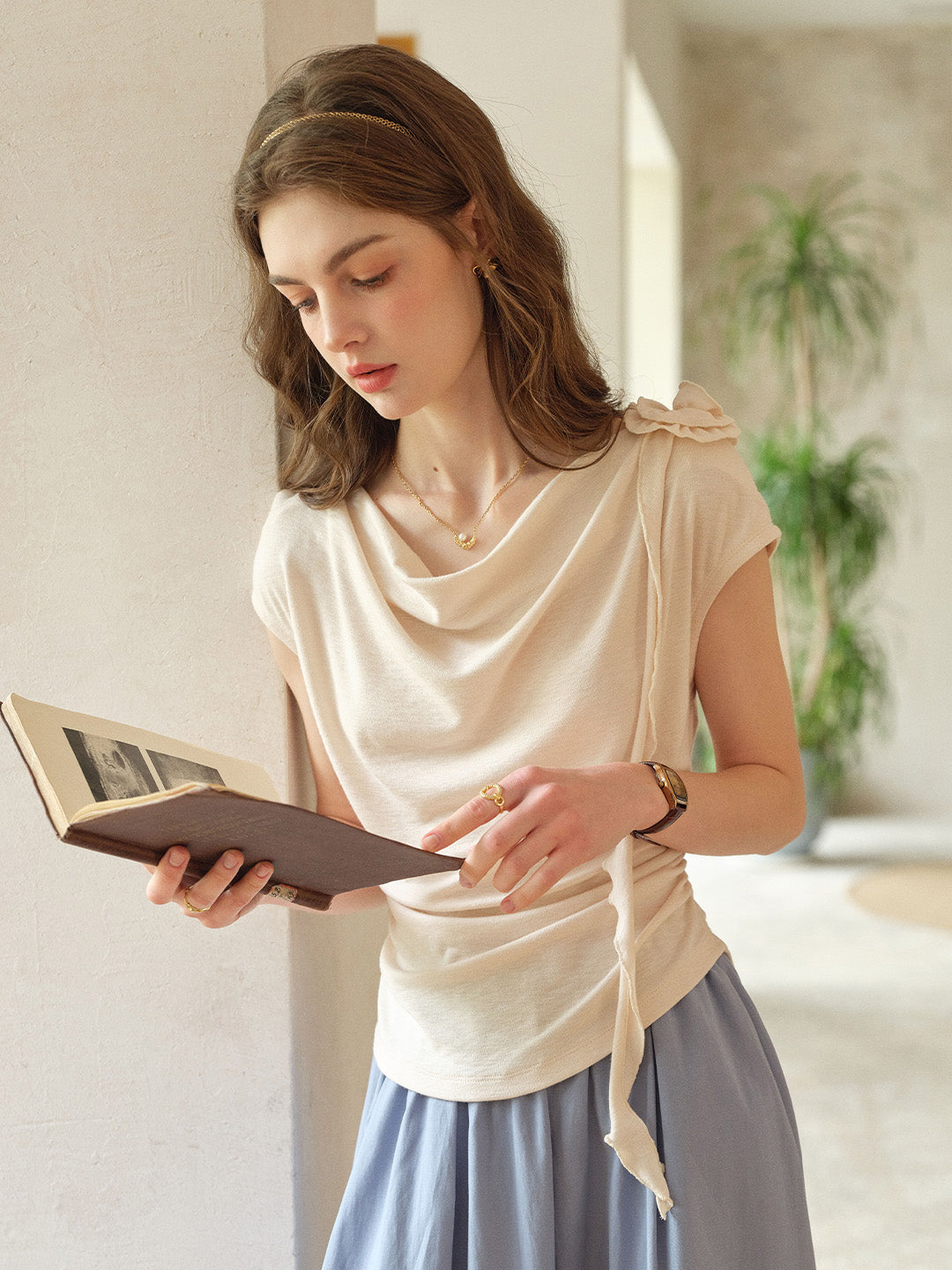 Ellianna Cowl Neck Cotton Top