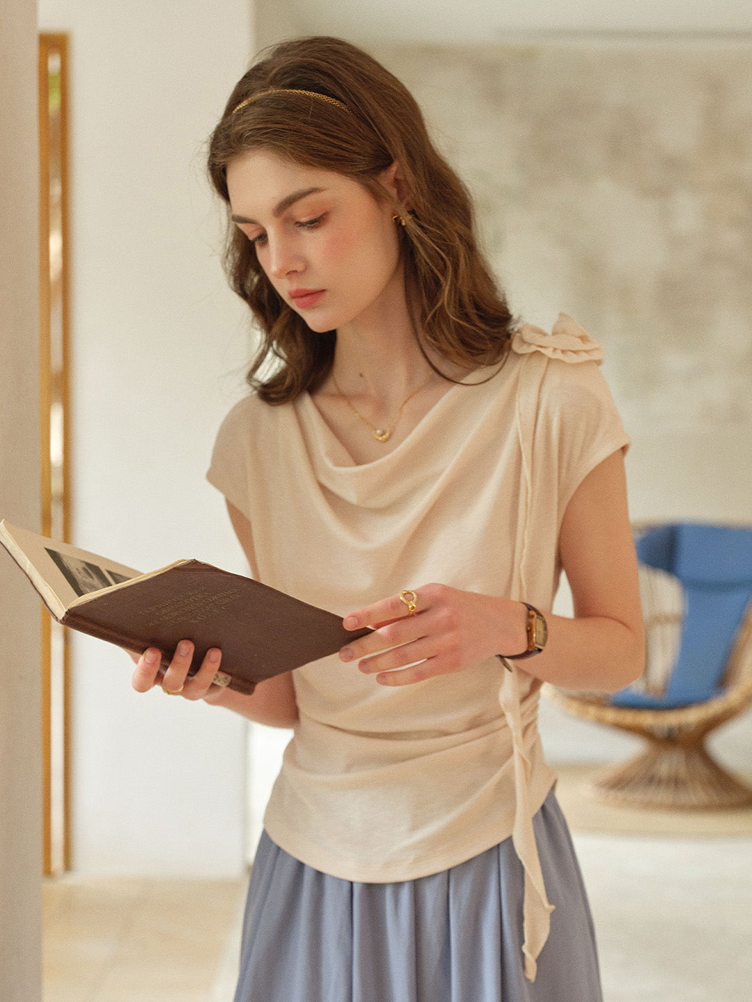 Ellianna Cowl Neck Cotton Top