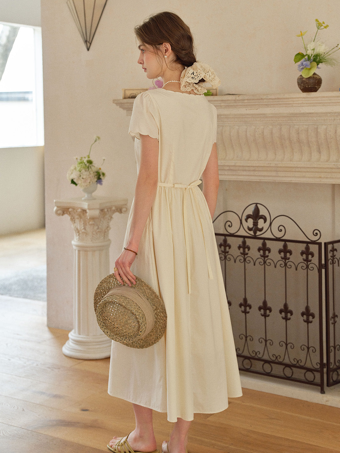 Allison V-Neck Embroidered 100% Cotton Dress Allison V-Neck Embroidered 100% Cotton Dress