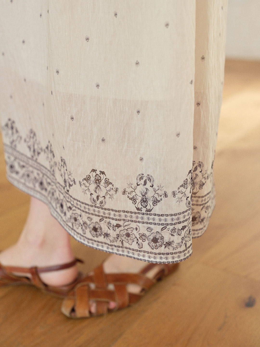 Gabriella Round Neck Printed Linen Dress