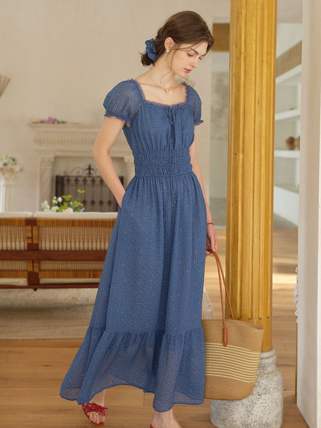 dress with sweetheart neck Carmen Sweetheart Neck Puff Sleeve Dress