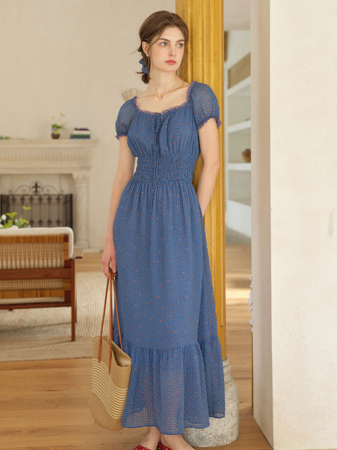 Carmen Sweetheart Neck Puff Sleeve Dress