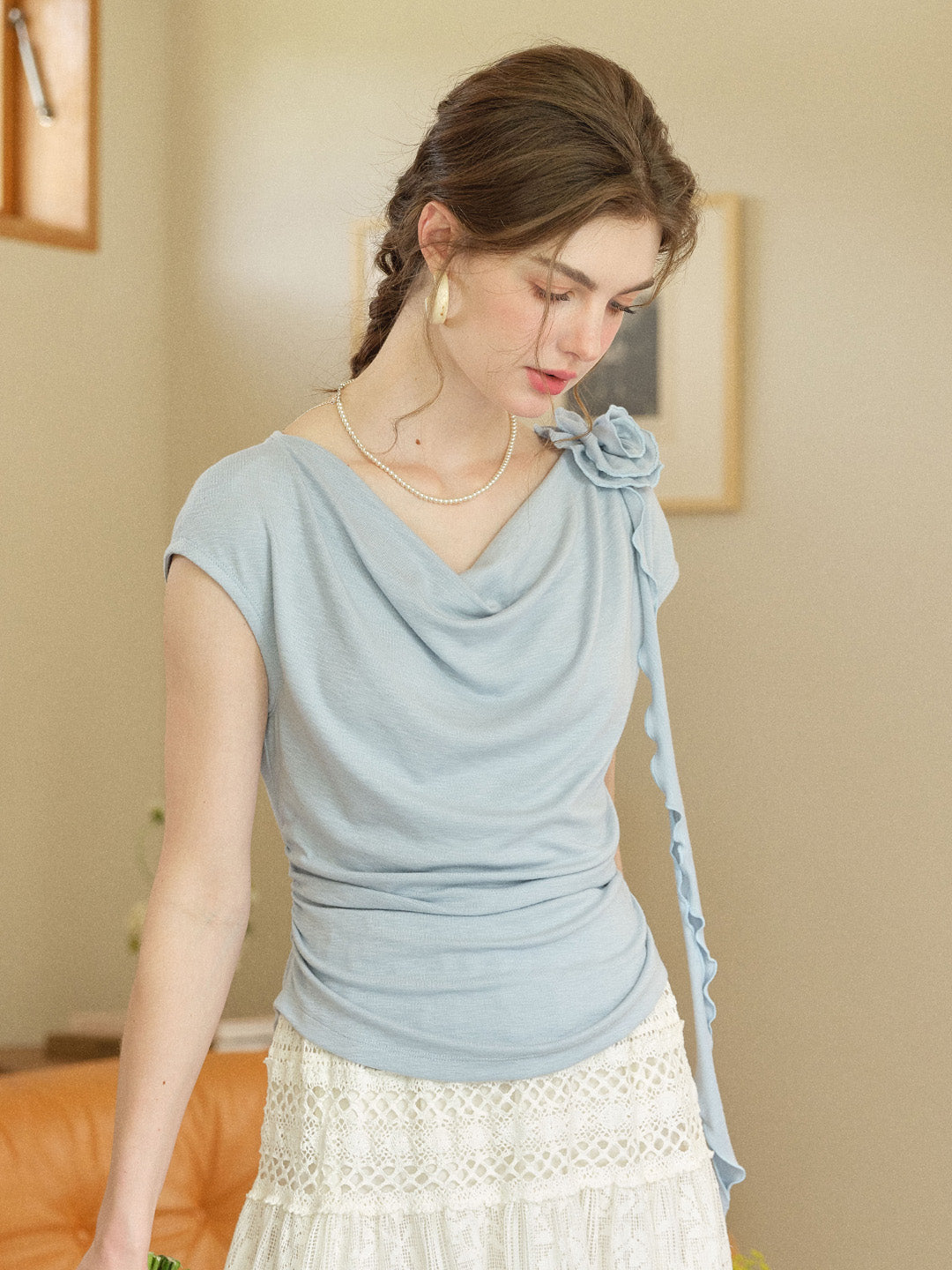 Ellianna Cowl Neck Cotton Top