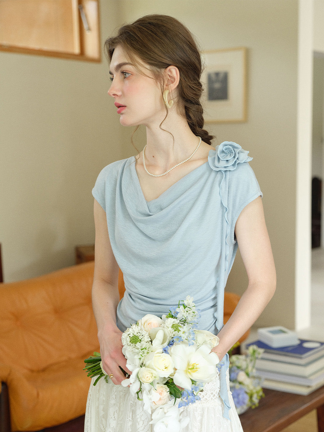 Ellianna Cowl Neck Cotton Top