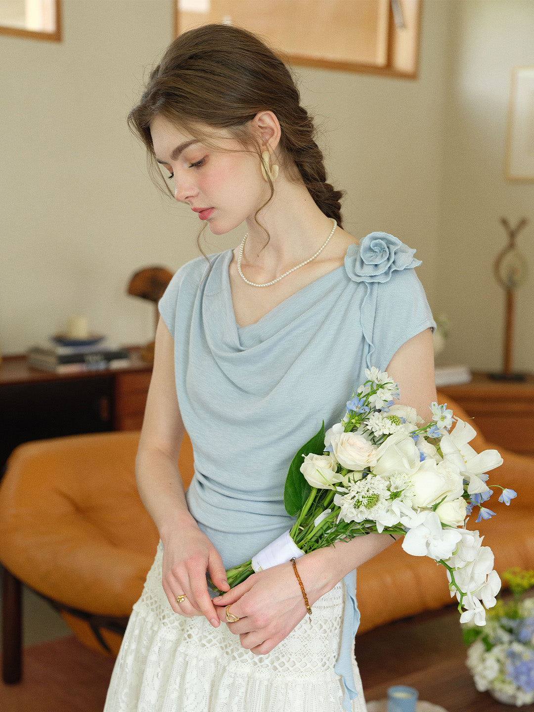 Ellianna Cowl Neck Cotton Top