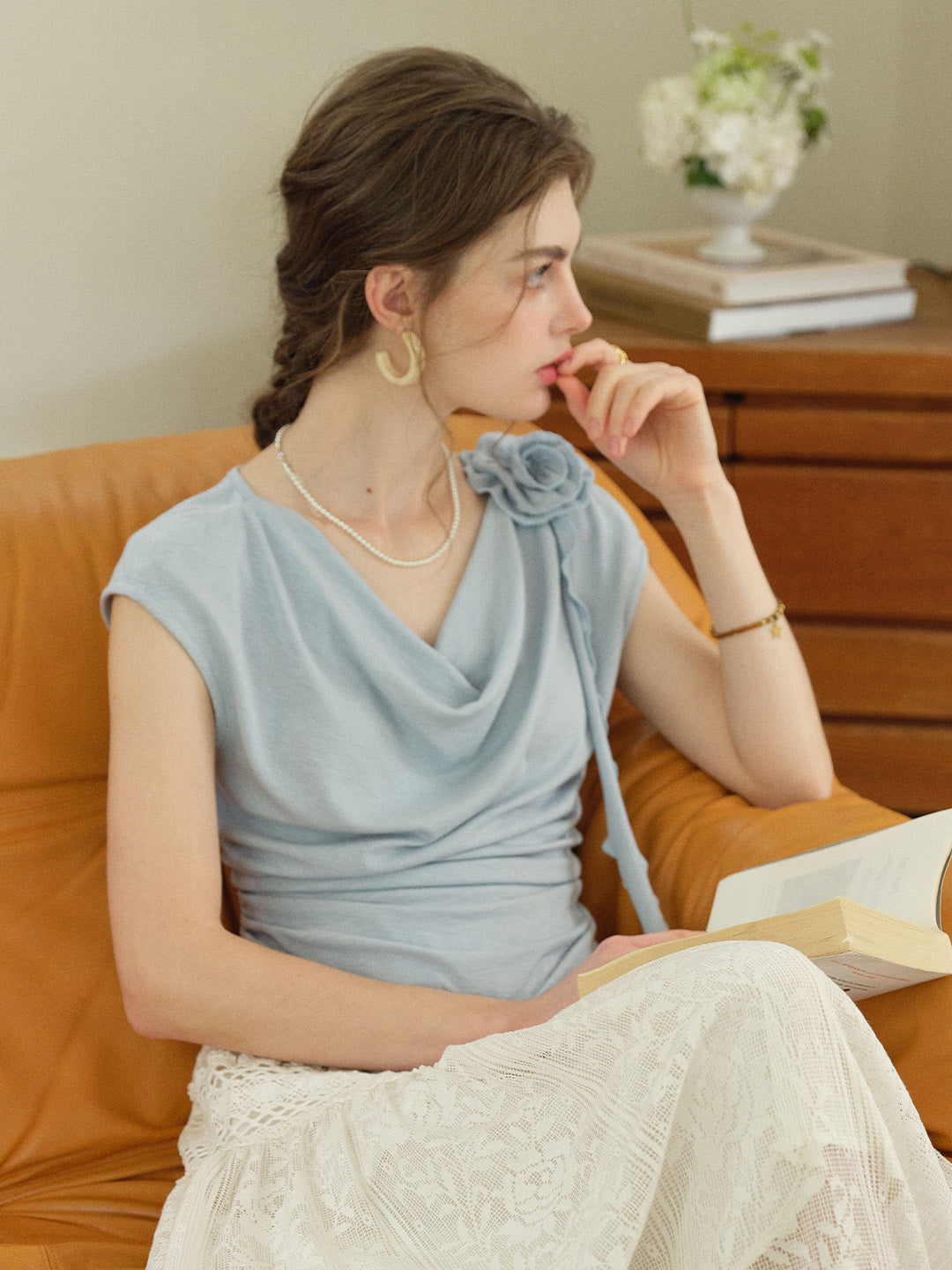 Ellianna Cowl Neck Cotton Top
