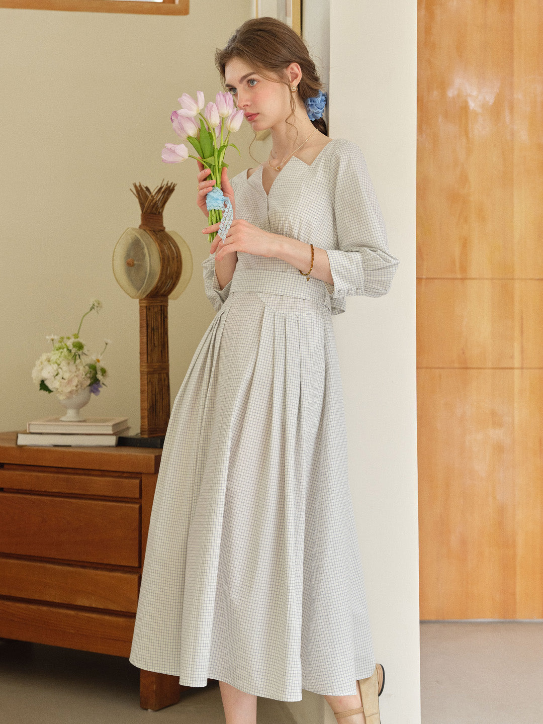 Katelyn V-Neck 100% Cotton Dress