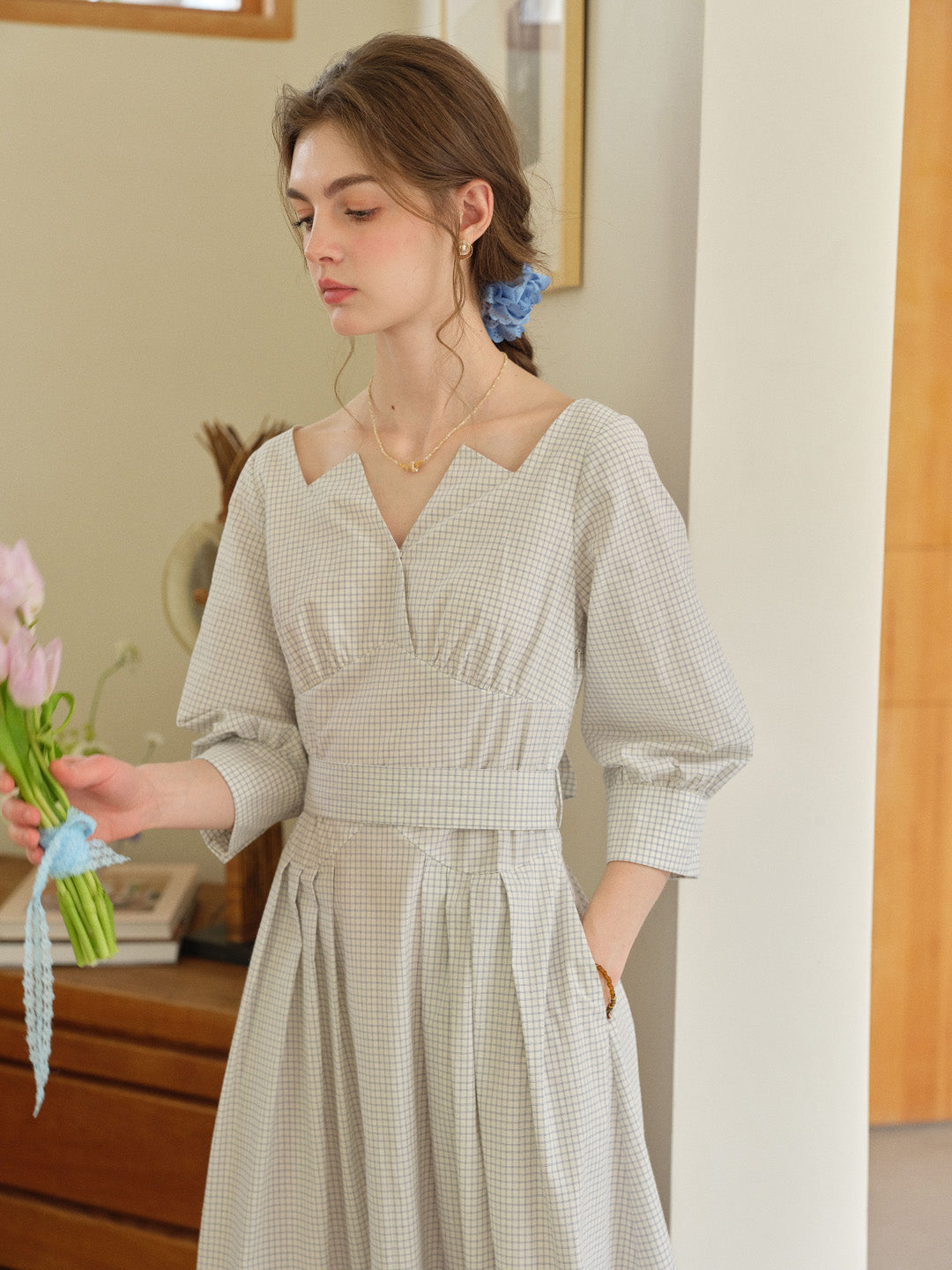 Katelyn V-Neck 100% Cotton Dress