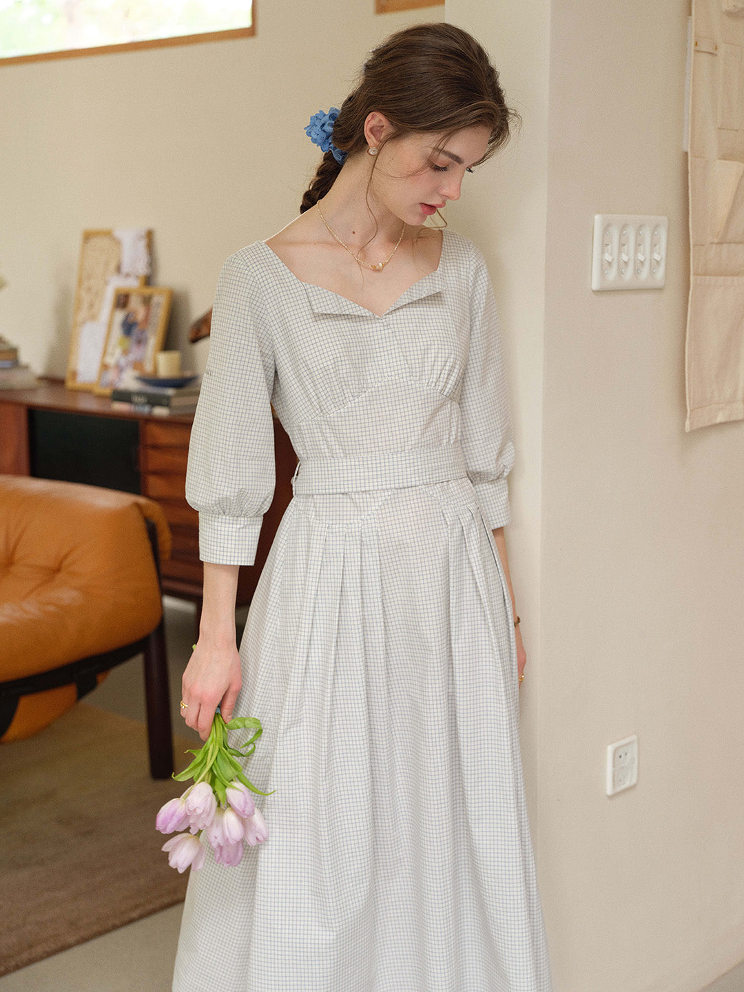 Katelyn V-Neck 100%Cotton Dress