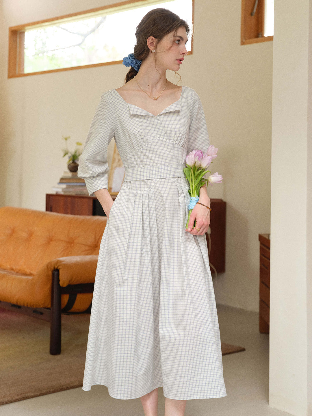 Katelyn V-Neck 100% Cotton Dress