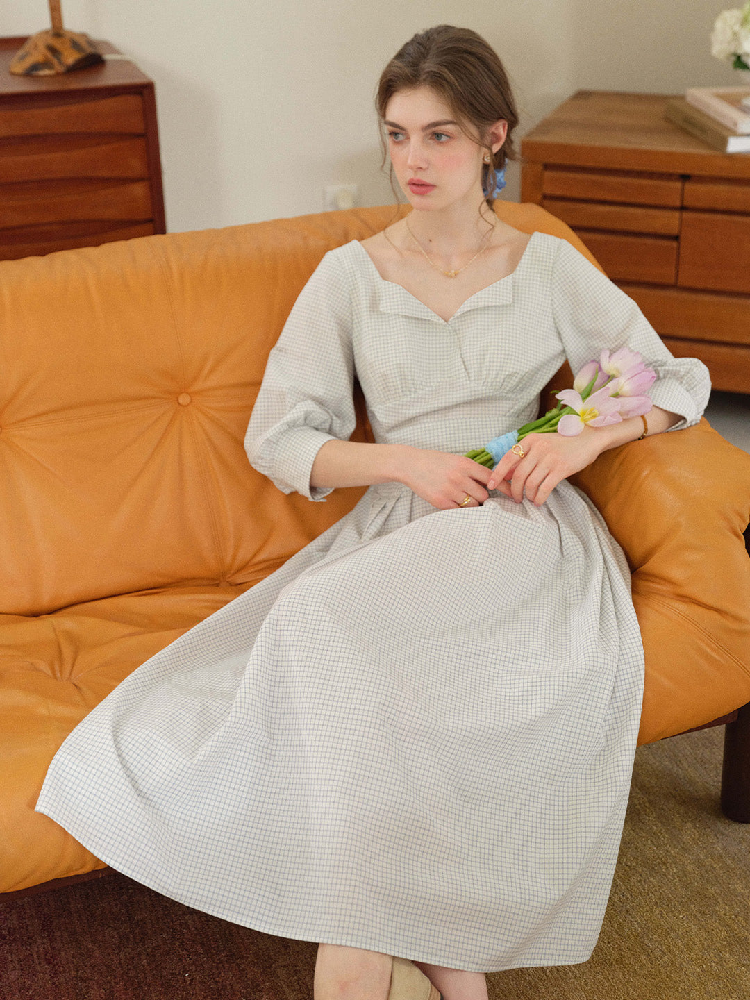 Katelyn V-Neck 100% Cotton Dress