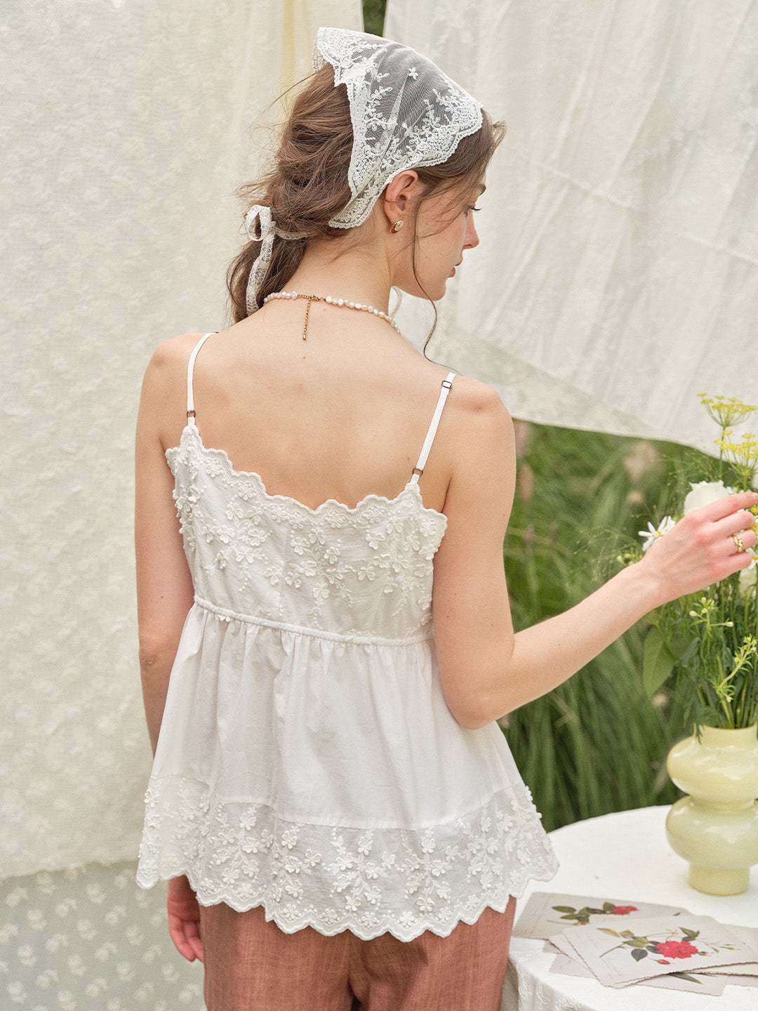 Myla Lace-Embroidered 100% Cotton Top
