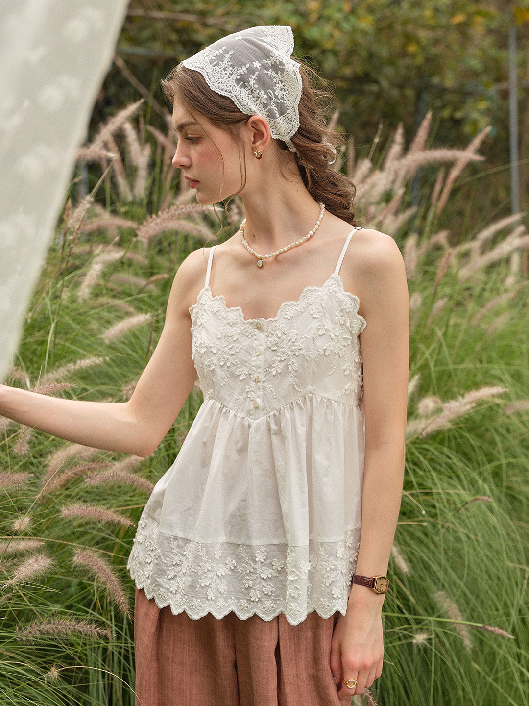Myla Lace-Embroidered 100% Cotton Top